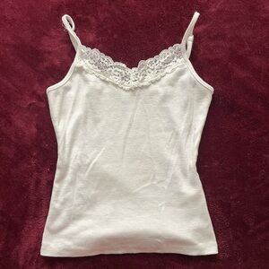 WHITE SHEIN LACE CAMI TOP